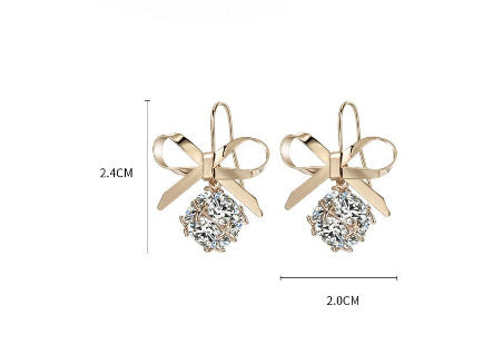 Korean Earrings Female Graceful Bow Short Earrings
