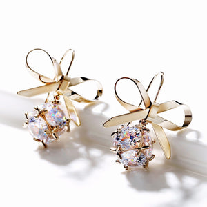 Korean Earrings Female Graceful Bow Short Earrings